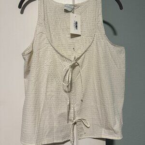 NWT Deiji Studios Tie Tank Cotton Top Ivory Small $160